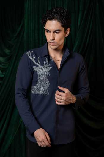 Hilo Design Stag Embroidered Shirt 