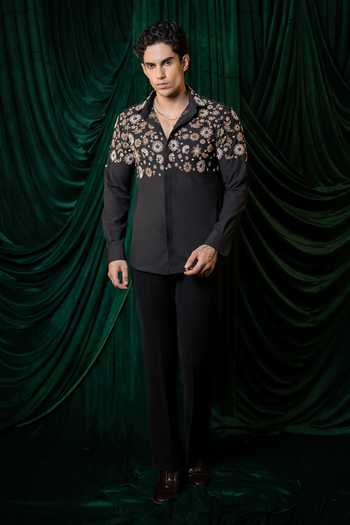 Buy_Hilo Design_Black Orbit Embroidered Shirt _Online_at_Aza_Fashions