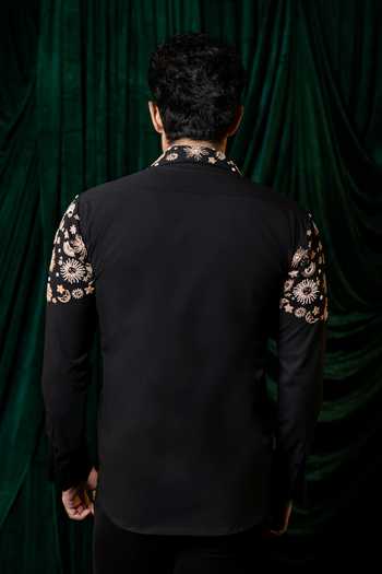 Hilo Design Orbit Black Embroidered Shirt 