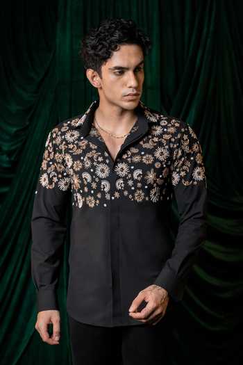 Hilo Design Orbit Black Embroidered Shirt 