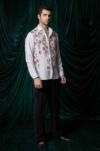 Hilo Design_White Meher Embroidered Shirt _Online_at_Aza_Fashions