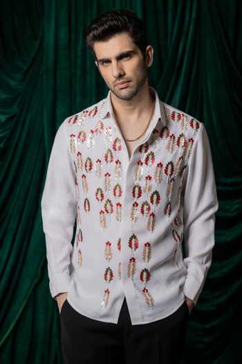 Buy_Hilo Design_White Meher Embroidered Shirt _Online_at_Aza_Fashions