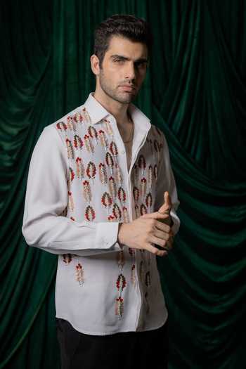 Shop_Hilo Design_White Meher Embroidered Shirt _Online_at_Aza_Fashions