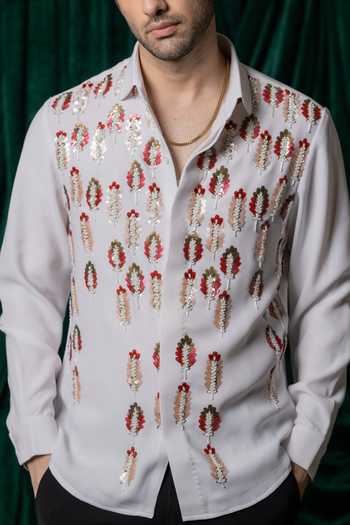 Buy_Hilo Design_White Meher Embroidered Shirt 