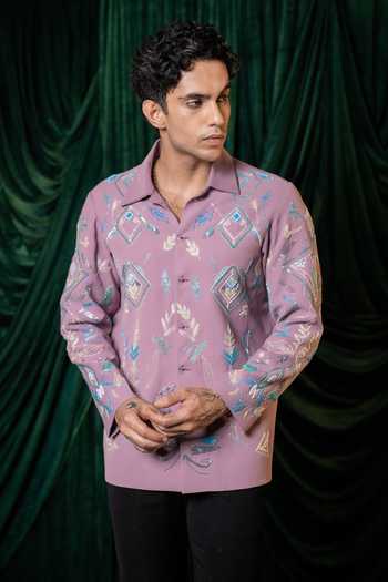 Hilo Design Foliage Embroidered Shirt 