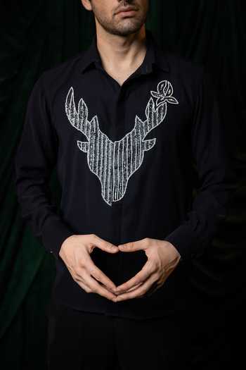 Hilo Design_Blue Regalia Embroidered Shirt _Online_at_Aza_Fashions