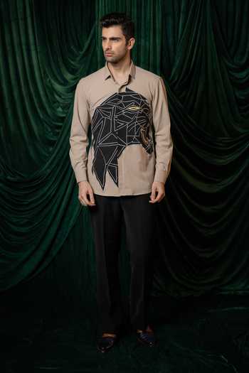 Buy_Hilo Design_Beige Persona Thread Embroidered Shirt _Online_at_Aza_Fashions