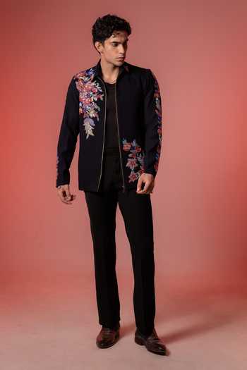 Hilo Design Blue Roman Embroidered Shacket Online at Aza Fashions Hilo Design_Blue Roman Embroidered Shacket _Online_at_Aza_Fashions