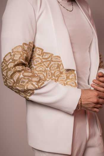 Shop Hilo Design Ivory Loom Embroidered Blazer Online at Aza Fashions Shop_Hilo Design_Ivory Loom Embroidered Blazer _Online_at_Aza_Fashions