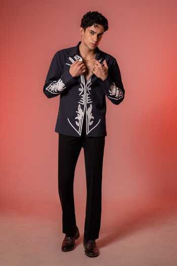 Buy_Hilo Design_Blue Botan Embroidered Shirt _Online_at_Aza_Fashions