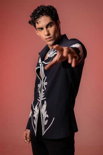 Hilo Design_Blue Botan Embroidered Shirt _at_Aza_Fashions