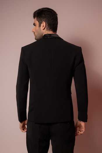 Hilo Design Black Shadow Luxe Embroidered Blazer Online at Aza Fashions Hilo Design_Black Shadow Luxe Embroidered Blazer _Online_at_Aza_Fashions