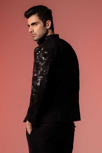 Hilo Design Glitz Sequin Embroidered Blazer Set 