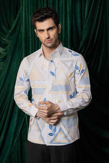 Hilo Design Alabaster Thread Embroidered Shirt 