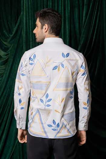 Hilo Design Alabaster Thread Embroidered Shirt 