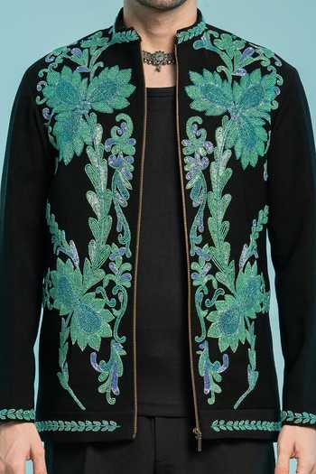 Hilo Design Black Aegean Embroidered Shacket Online at Aza Fashions Hilo Design_Black Aegean Embroidered Shacket _Online_at_Aza_Fashions