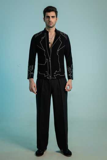 Hilo Design Contour Embroidered Shacket