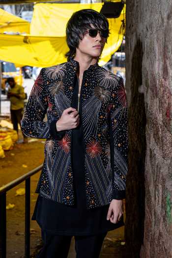 Hilo Design Fireveil Hand Embroidered Bandhgala & Kurta Set 