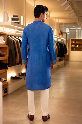 Hilo Design Pallav Embroidered Falling Raw Silk Kurta