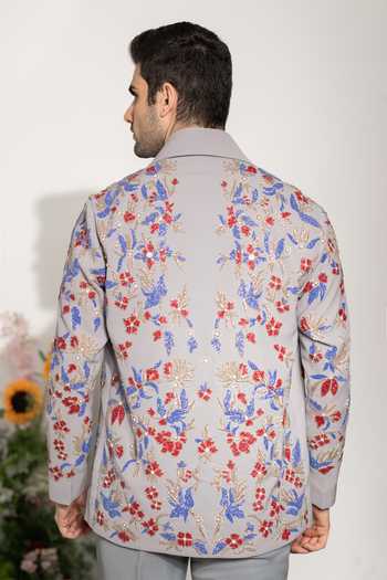 Hilo Design Fleur Grey Embroidered Shacket