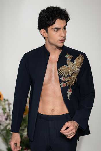 Buy Hilo Design Blue Phoenix Navy Embroidered Shacket Online at Aza Fashions Buy_Hilo Design_Blue Phoenix Navy Embroidered Shacket _Online_at_Aza_Fashions