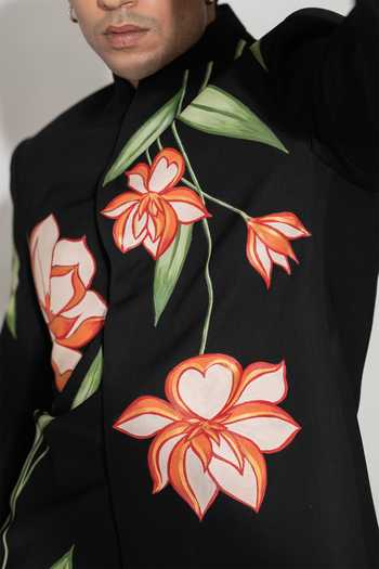 Shop Hilo Design Black Liora Painted Bandhgala Online at Aza Fashions Shop_Hilo Design_Black Liora Painted Bandhgala _Online_at_Aza_Fashions