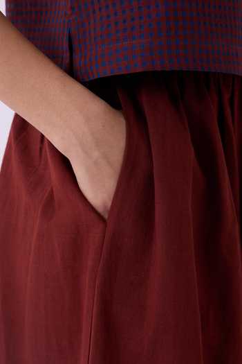 The Summer House Brown Cotton Fuwari Colourblocked Handwoven Midi Skirt Online at Aza Fashions The Summer House_Brown Cotton Fuwari Colourblocked Handwoven Midi Skirt _Online_at_Aza_Fashions