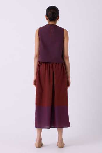 Buy The Summer House Brown Cotton Fuwari Colourblocked Handwoven Midi Skirt Online at Aza Fashions Buy_The Summer House_Brown Cotton Fuwari Colourblocked Handwoven Midi Skirt _Online_at_Aza_Fashions