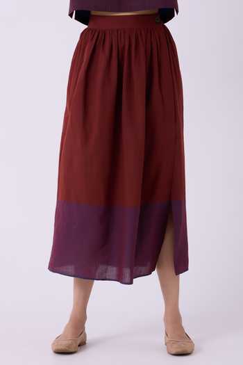The Summer House Fuwari Colourblocked Handwoven Midi Skirt 