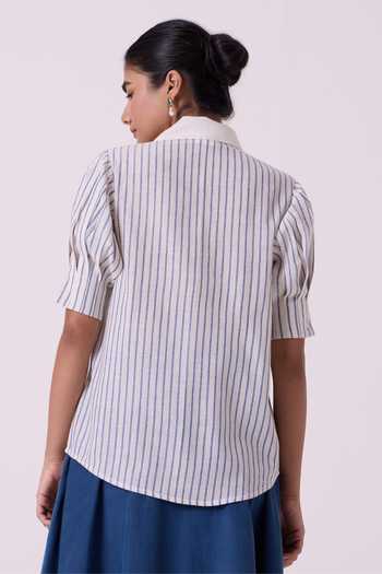 The Summer House Kumo Striped Embroidered Handwoven Top 