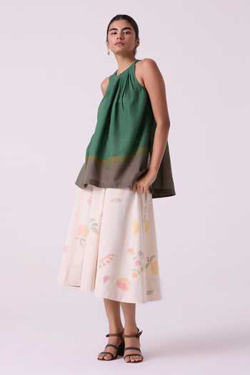 Buy The Summer House Green Cotton Halter Neck Margo Colourblocked Handwoven Top Online at Aza Fashions Buy_The Summer House_Green Cotton Halter Neck Margo Colourblocked Handwoven Top _Online_at_Aza_Fashions