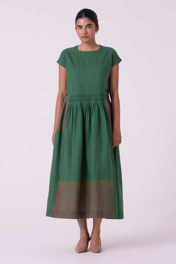 The Summer House Mori Colourblocked Handwoven Midi Dress 