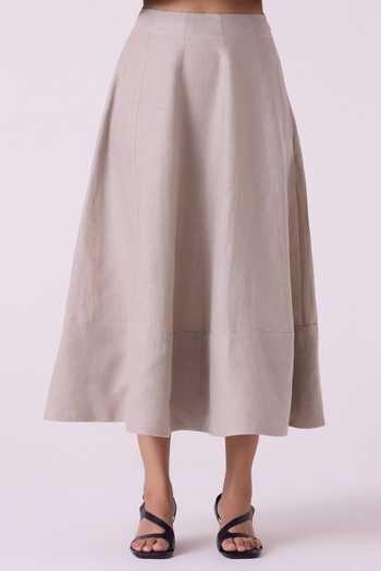 The Summer House Marner Beige Linen Skirt 