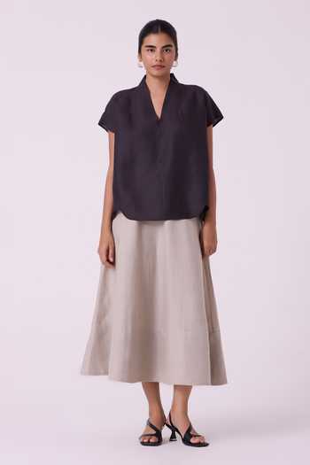 Buy_The Summer House_Beige Linen Marner Skirt _Online_at_Aza_Fashions