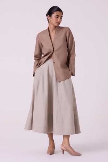 Shop_The Summer House_Beige Linen Marner Skirt _Online_at_Aza_Fashions