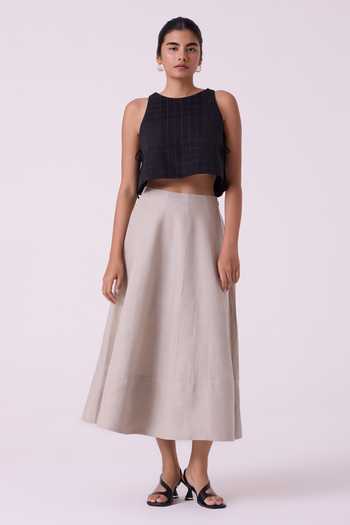 The Summer House Marner Beige Linen Skirt 