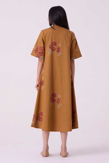 The Summer House Minerva Floral Hand Printed Midi Dress 