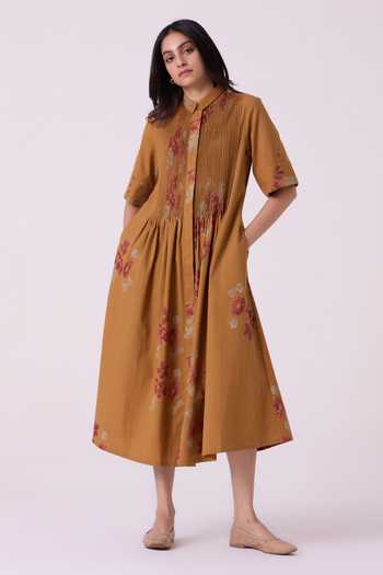 The Summer House Minerva Floral Hand Printed Midi Dress 