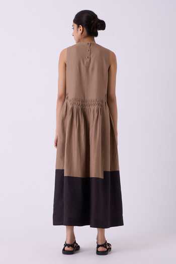 The Summer House Sumi Brown Color Block Dress 