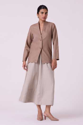 The Summer House Darcy Brown Linen Jacket 