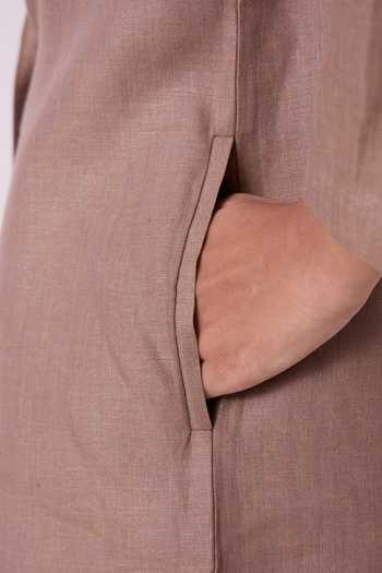 Shop The Summer House Brown Linen V-neck Darcy Jacket Online at Aza Fashions Shop_The Summer House_Brown Linen V-neck Darcy Jacket _Online_at_Aza_Fashions