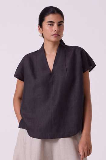 The Summer House Orion Charcoal Linen Top 