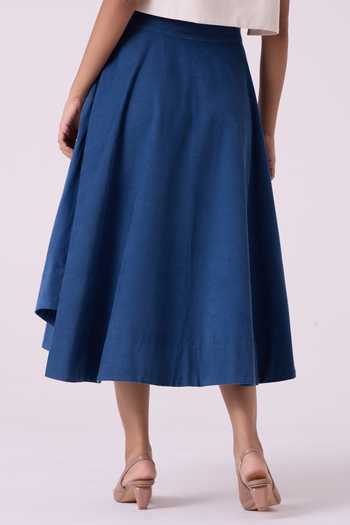 Shop_The Summer House_Blue Cotton, Corduroy Boga Needlecord Skirt _Online_at_Aza_Fashions