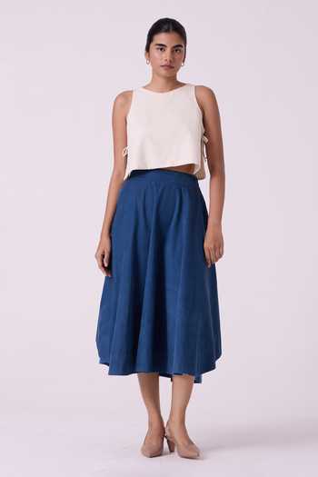 The Summer House Boga Blue Needlecord Skirt 