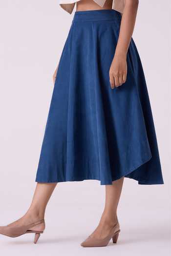 The Summer House Boga Blue Needlecord Skirt 