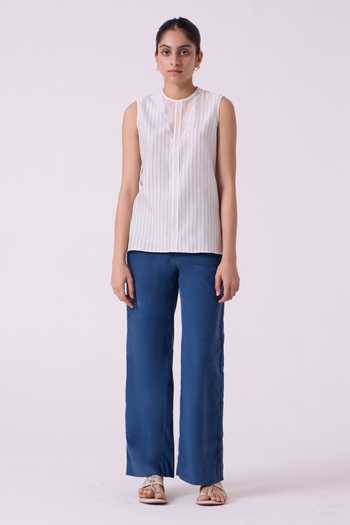 Buy The Summer House Blue Cotton, Corduroy Hatchi Needlecord Pant Online at Aza Fashions Buy_The Summer House_Blue Cotton, Corduroy Hatchi Needlecord Pant _Online_at_Aza_Fashions