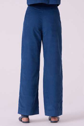 The Summer House Blue Cotton, Corduroy Hatchi Needlecord Pant at Aza Fashions The Summer House_Blue Cotton, Corduroy Hatchi Needlecord Pant _at_Aza_Fashions