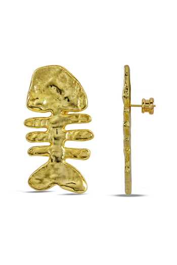 Arvino Fishbone Silhouette Stud Earrings 