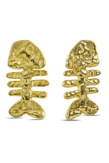 Arvino Fishbone Silhouette Stud Earrings 