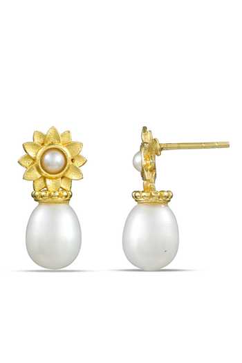 Arvino Solara Pearl Flower Stud Earrings 